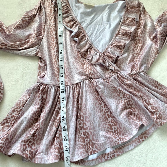 Love Peach Live Sleeve Ruffled Peplum Blouse Top - Picture 8 of 11